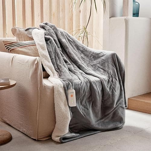 Gotcozy Heated Blanket Electric Throw 50''X60''- Soft Silky Plush Electric Blanket with 4 Heating Level & 3 Hour Auto Off Heating Blanket, ETL Certified Machine Washable (Grey) - Image 1