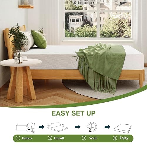 EGOHOME Full Size Memory Foam Mattress, 10 Inch Bed Mattress in a Box with Cooling Green Tea Gel, Relieve Pressure with Medium Firm Support, CertiPUR-US Certified, 75''L x 54''W, White thumbnail 7