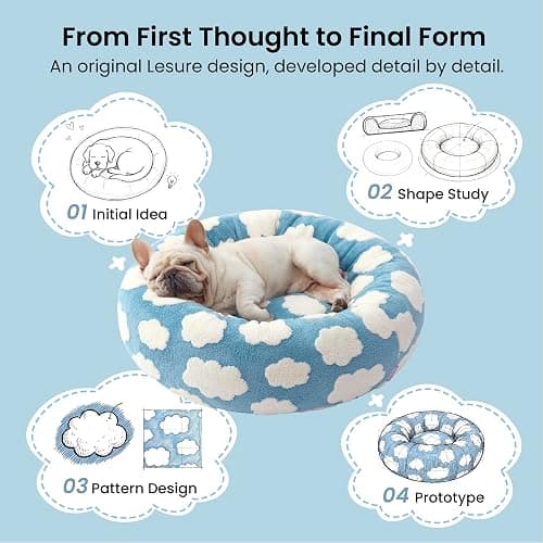 LE SURE Shown on TV Jacquard Donut Dog Beds Extra Large,Blue 42x42x9in | XL Orthopedic Calming Pet Bed Sofa, Original Design Pattern,Washable Cover, Home Decor as Gift for Pet,Anti Slip Bottom thumbnail 2