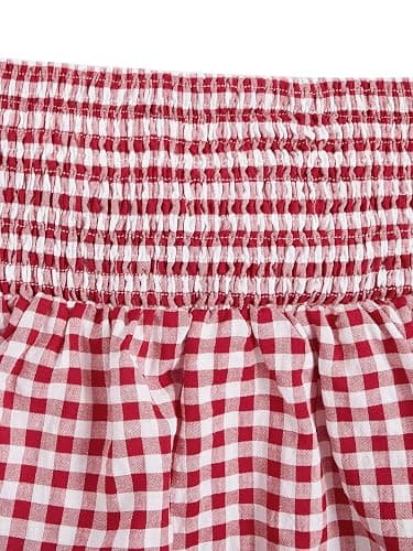 BEAUDRM Women's Y2k Gingham Ruffle Skirt Bow Cute Layered Skort | Plaid Skirt, Pleated, Tiered, A-Line, Rave, Festival, Party, Country Concert Outfits thumbnail 6