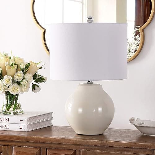 SAFAVIEH Lighting Collection Zaid Modern Ivory Ceramic 22-inch Bedroom Living Room Home Office Desk Nightstand Table Lamp (LED Bulb Included) thumbnail 2