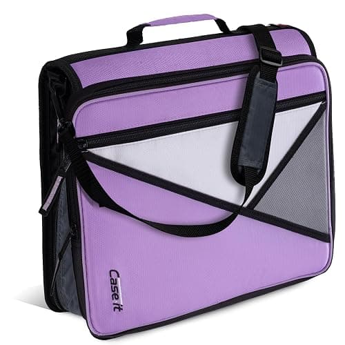 Case-it Universal Zipper Binder | 2-Inch O-Rings, 13-Inch Laptop/Tablet Padded Pocket, 400 Sheet Capacity, Multiple Storage Pockets & Shoulder Strap | School & Office Organizer | LT-007 Lavender thumbnail 2
