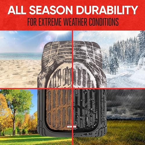 Motor Trend FlexTough Floor Mats for Cars, Black Deep Dish All-Weather Car Mats, Waterproof Trim-to Fit Automotive Floor Mats for Cars Trucks SUV, Universal Floor Liner Car Accessories thumbnail 4