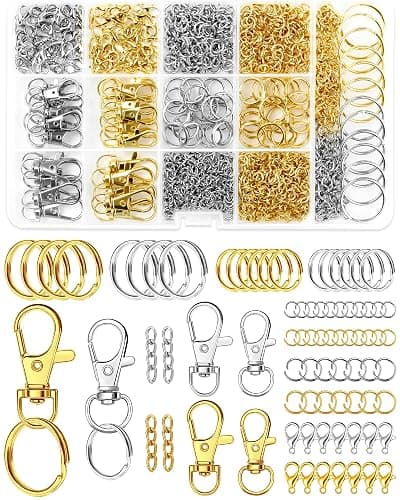 990PCS FIVEIZERO Keychain Making Kit - Keychain kit with Key Ring, Key Chain Clip, Lobster Claw Clasps, Swivel Snap Hook, Jumprings & Extender Chain for Crafts, DIY Projects and Jewelry Making - Image 1