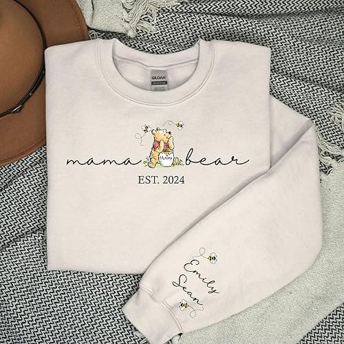 Personalized Mama Sweatshirt with Kid Name on Sleeve Custom Mama Bear Sweatshirt for Women Mothes Days Gifts for Mom for Mom Birthday thumbnail 5