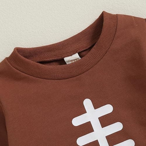 Football Baby Boy Girl Clothes Baby Football Outfit Long Sleeve Sweatshirt Football Pants Cute Fall Winter Outfits thumbnail 3