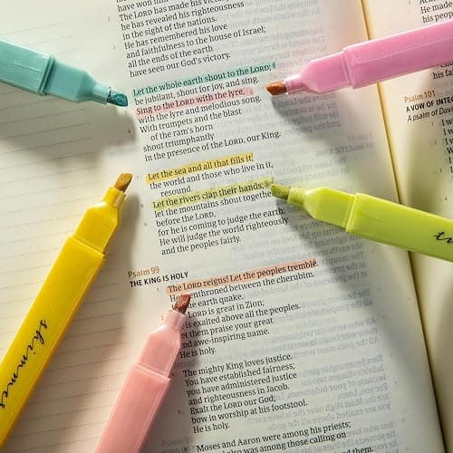 DIVERSEBEE Glitter Bible Highlighters with Soft Chisel Tip, 5 Pack Assorted Color Pens No Bleed, Quick Dry, Cute Aesthetic Marker Set for Bible Study Journaling Supplies (Sunshine) thumbnail 6