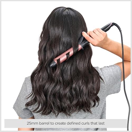BaByliss Rose-Quartz 25mm Curling Tong - Hair Curler for Natural Waves and Curls, Ceramic, 6 Heat Settings 160°C to 210°C, Pink & Black, C451U thumbnail 3