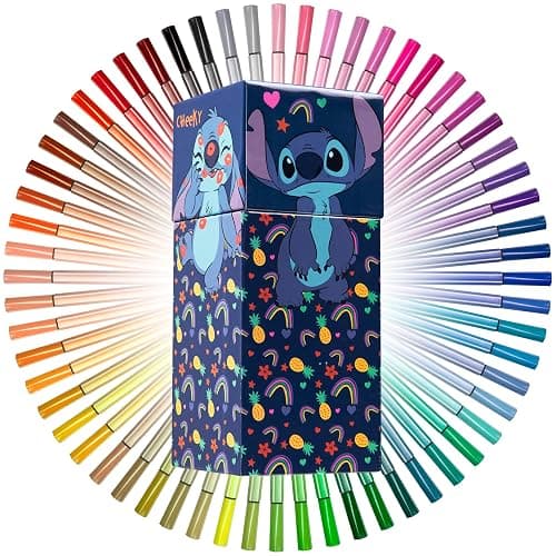 Disney Stitch Colouring Pens for Kids Felt Tip Pens Art Supplies - Stitch Gifts (Blue) - Blue - Image 1