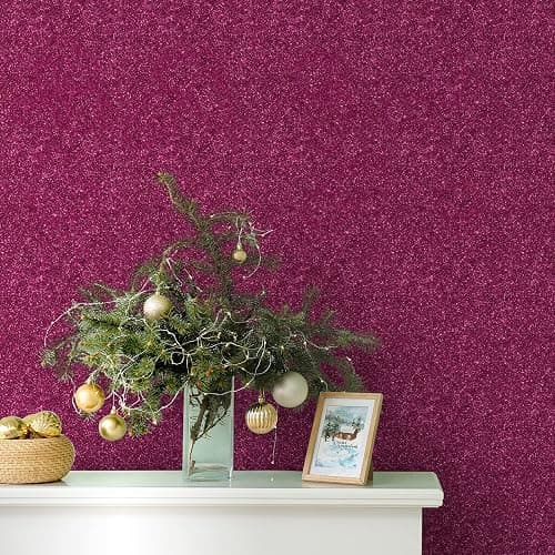 CHIHUT 15.7''x100'' Hot Pink Wallpaper Sparkly Glitter Wallpaper Stick and Peel for Bedroom Walls Self Adhesive Removable Pink Glitter Contact Paper for Cabinets Decorative Fabric Roll for Drawer thumbnail 2