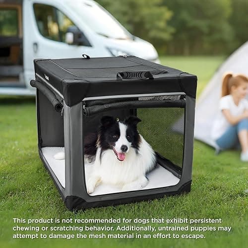 Lesure Soft Collapsible Dog Crate - 42 Inch Portable Travel Crate for Extra Large Dogs Indoor & Outdoor, 4-Door Foldable Pet Kennel with Mesh Windows, Black thumbnail 6