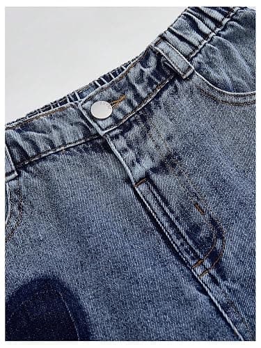 Floerns Girl's Y2k Wide Straight Leg Jeans Elastic Waist Heart Streetwear Baggy Denim Pants thumbnail 4