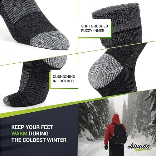 Alvada Warm Thermal Wool Socks for Winter Moisture Wicking and Breathable Cozy Boot Socks thumbnail 4