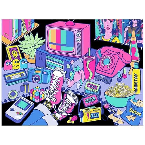 RoseArt - Neon Brights - 1980s - 500 Piece Jigsaw Puzzle, Retro-Inspired, Vibrant Neon Colors, Ages 12 and Up thumbnail 5