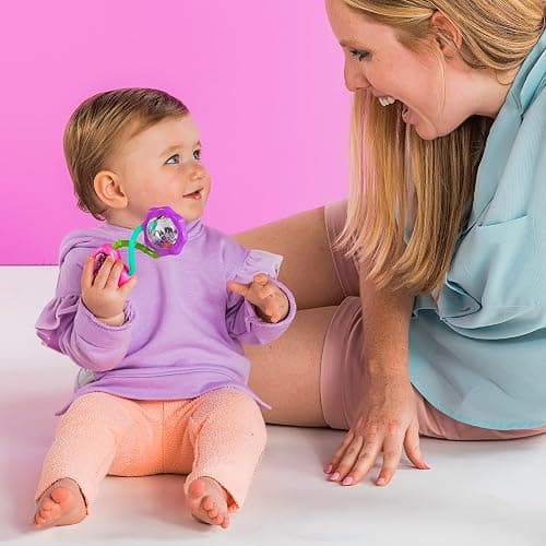 Bright Starts Rattle and Shake Barbell Toy - Pretty in Pink, Ages 3 Months + thumbnail 3