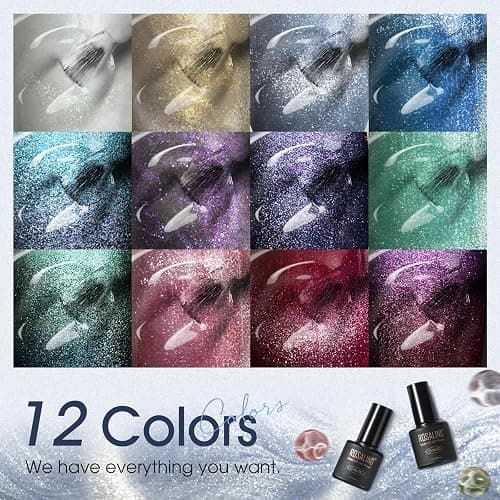 ROSALIND Cat Eye Gel Polish Set, 12 PCS Red Purple Blue Cateye Gel Polish | Swirl Shell Thread Holographic Sparkle Finish, Magnetic Cateye Effect with Magnet Stick, Soak Off UV LED Cured Gel Polish thumbnail 5