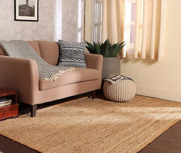 REDEARTH Round Pouf Ottoman - Cable Knitted Boho Poof - Home Décor Cord Pouffe Handmade Circular Footrest for Living Room - Bedroom - Kids Bedroom - 100% Cotton Pouf (18" x 18" x 14") - Ivory thumbnail 9