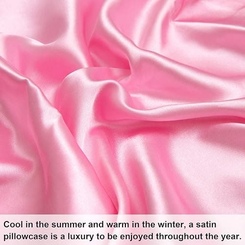 NTBAY 2 Pack Satin Standard Pillowcases for Hair and Skin, Luxurious and Silky Pillow Cases with Envelope Closure, 20x26 Inches, Pink thumbnail 4