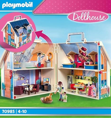 Playmobil 70985 Maison transportable - Dollhouse - avec Trois Personnages, Salle de Bains, Chambre, Salon et Cuisine - Tout équipée - La Maison Traditionnelle - s'ouvre s'emporte Partout - Dès 5 Ans thumbnail 9