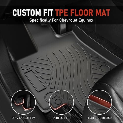 Runine Carbon Fiber Floor Mats for 2018-2024 Chevrolet Equinox/GMC Terrain (Not for EV), All Weather Protection TPE Car Mats Custom Car Liners Accessories, Front & 2nd Row Floor Liners Set thumbnail 4