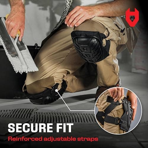 NoCry Professional Gel Knee Pads for Work with Soft Foam and Gel Cushion — Heavy Duty Cap, Reinforced Adjustable Straps, Military-Grade Rivets and Built-in Hang Loops — Perfect for Construction thumbnail 4