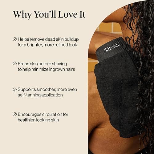 Kitsch Exfoliating Glove – Exfoliating Mitt - 2pc Black & Terracotta | Korean Exfoliating Mit & Deep Exfoliating Body Scrubber for Shower, Bath | Body Exfoliator Glove, Dead Skin Remover thumbnail 5