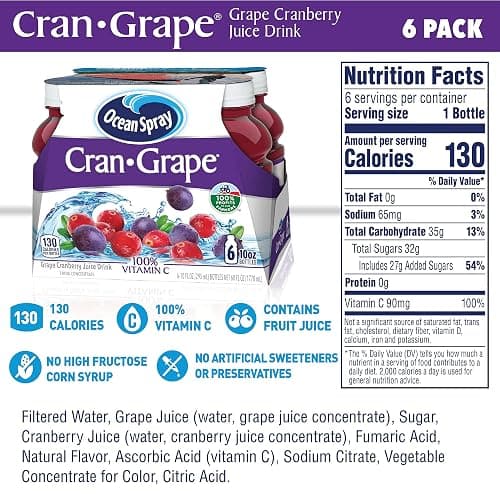 Ocean Spray® Cran-Grape® Cranberry Grape Juice Drinks, 10 Fl Oz Bottles, 6 Count (Pack of 4) thumbnail 3