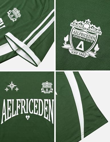 Aelfric Eden Jersey Shirts Women Oversized Mesh V Neck Graphic Tees Y2k Color Block Short Sleeve T Shirt Tops - Medium - Green thumbnail 5