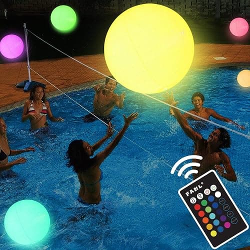 Pool Toys - LED Beach Ball with Remote Control - 16 Colors Lights and 4 Light Modes, 100ft Control Distance - Outdoor Beach Party Games for Kids Adults, Pool Patio Garden Decorations (1PCS). - Image 1