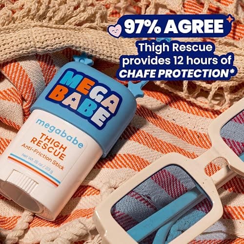 Megababe Thigh Rescue Anti-Chafe Stick Mini | Travel size, great for on-the-go | Prevents skin chafe & irritation | Thighs, arms, bra-lines & more thumbnail 4