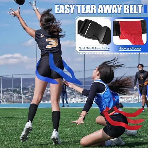 Hilhook Flag Football Belts, 14 Player Flag Football Set with 42 Flags for Kids Youth and Adults Training Equipment thumbnail 4