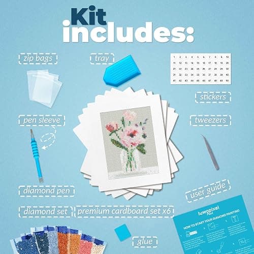 LuwoArte 6 Pack Diamond Painting Kits for Adults – Flower-Themed Diamond Art Kits – Full Drill DIY Paint Gem Art for Adults – Brilliant 5D Diamond Painting Kit – Relaxing Craft for Home Wall Décor thumbnail 2