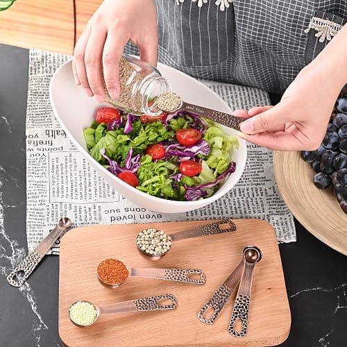 Smithcraft Copper Measuring Cups and Spoons Set, Metric & US Stainless Steel 5 Measuring Cups and 6 Measuring Spoons for Baking & Kitchen thumbnail 3