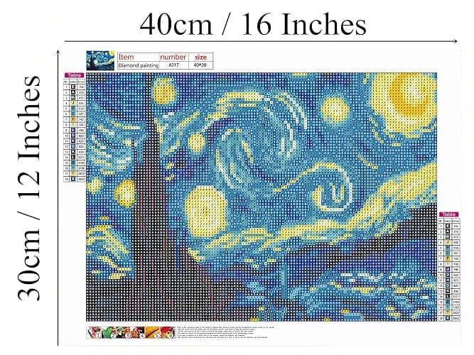 NIHO-JIUMA Van Gogh Starry Night 5D Diamond Painting Kits, DIY Full Drill Diamond Art Gift for Adults & Teens, Home Wall Decoration (30 X 40 cm/12 X 16 inches) thumbnail 5