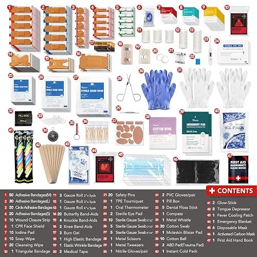 GENERAL | Amazon | 330 Piece First Aid Kit, Premium Waterproof Compact Trauma Medical Kits for Any Emergencies, Ideal for Home, Office, Car, Travel, Outdoor, Camping, Hiking, Boating (Red) thumbnail 5