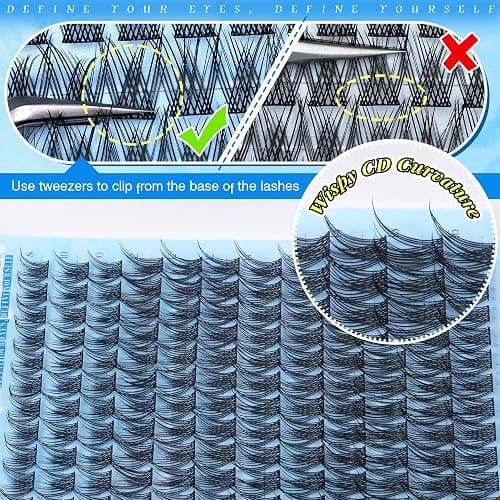 PHKERATA Wispy Lash Clusters Natural Eyelash Clusters Fairy Lashes Clusters CD Curvature Cluster Eyelash Extensions DIY Soft Individual Lashes at Home Eyelash Extension with Thin Band, 8-16 mm thumbnail 7
