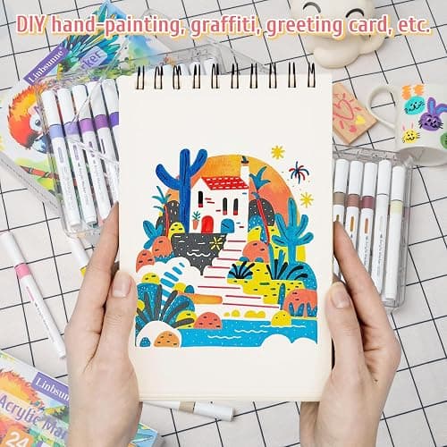 Linbsunne Paint Markers for Book Drawing, Coloring Illustrations, Ceramics, Card making, Note taking Planner,Set of 36 colors thumbnail 6