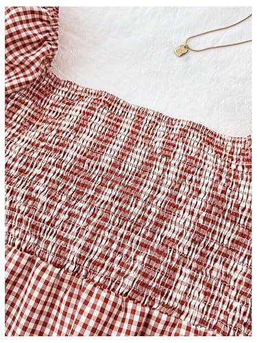 SOLY HUX Girl's Gingham Tops Y2K Cute Blouse Summer Sweetheart Neck Shirts Aesthetic Clothes thumbnail 4