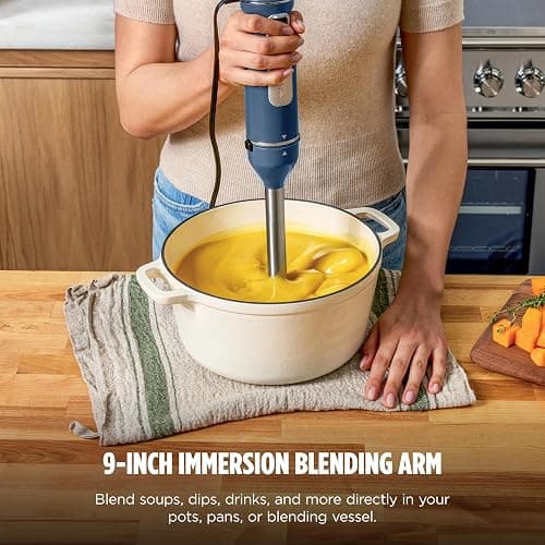 Ninja Immersion Blender and Whisk, Hand Stick Blender, 4 Speeds, with SplatterShield and PanProtect, 4-Cup Blending Vessel, Dishwasher Safe, 5-ft Cord, Ergonomic, Deep Navy, CI201ND thumbnail 2