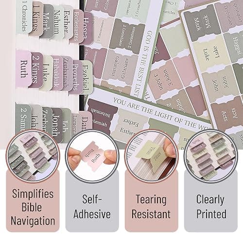 Mr. Pen- Bible Tabs, 75 Tabs, Laminated Bible Tabs for Women and Men, Bible Tabs for Study Bible, Bible Index Tabs, Bible Book Tabs, Bible Labels Tabs, Mr Pen Bible Tabs thumbnail 5