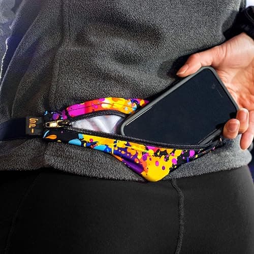 SPIbelt Running Belt Original for Women Men, Phone Holder for Running, Running Fanny Pack, Holder for Phone, Running Waist Pack, Adjustable Waist, [Fits All Phones]. Black with Hot Pink Zipper thumbnail 4