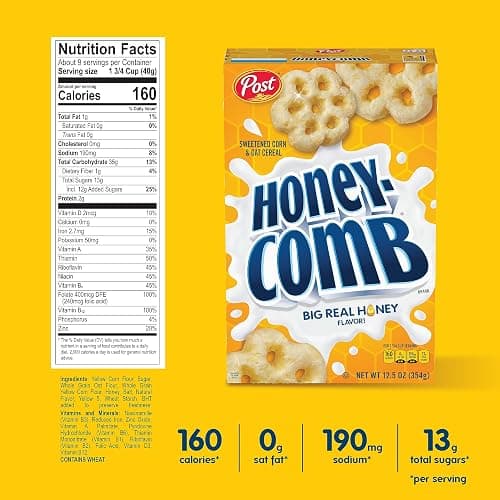Post Honeycomb Cereal, Honey Flavored Sweetened Corn and Oat Cereal, 19 OZ Box (Pack of 2) thumbnail 7