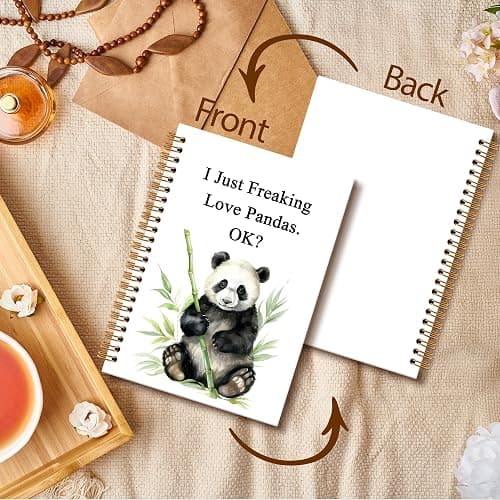 OINDADE Panda Gifts Notebook Journal, Funny Panda Spiral Notebook, I Just Freaking Love Pandas Notebooks Gifts for Pandas Lovers Girls Women Men, Cute Animal Bear School Office Supplies, 6x8.2In thumbnail 6