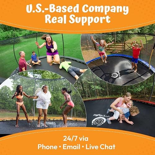 JUMPZYLLA Trampoline Outdoor 8FT 10FT 12FT 14FT 15FT 16FT with Enclosure and Ladder, ASTM Approved Recreational Trampoline for Kids and Adults, Anti-Rust Coated Frame thumbnail 5