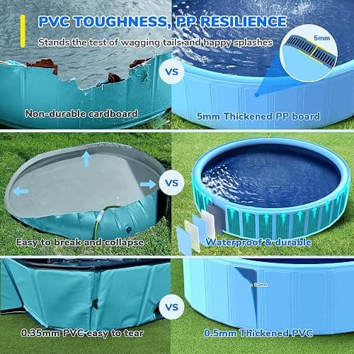 Bilibara 87'' Foldable Dog Pool, Sprinkler Pool for Kids, Non-Slip Heavy Duty Dogs Splash Pad for Small Dogs, Hard Plastic Kiddie Bathtubs for Backyard thumbnail 2