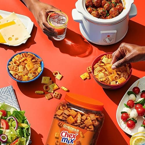 Chex Mix Cheddar Snack Mix, Salty Snacks Tub, 20 oz thumbnail 6