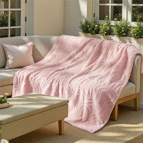 Bedsure GentleSoft Pink Throw Blankets for Women - Super Soft Cozy Christmas Blankets for Girls, Fluffy Fleece Throw for Couch, Pink Christmas Decor Aesthetic Gifts for Women, 50x60 Inches thumbnail 9