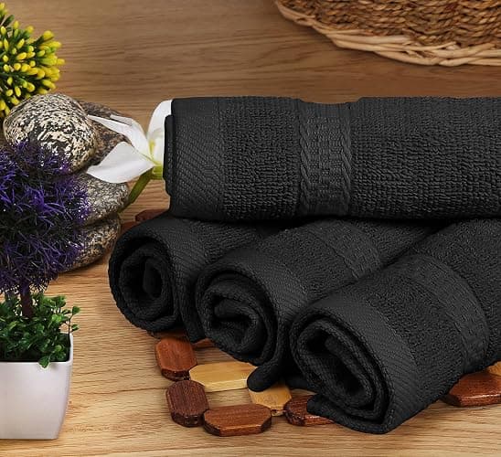 Utopia Towels 8 Piece Premium Towel Set, 2 Bath, 2 Hand, and 4 Wash Cloths, 600 GSM 100% Ring Spun Cotton, Highly Absorbent Towels for Bathroom, Gym, Hotel, and Spa, Black thumbnail 7