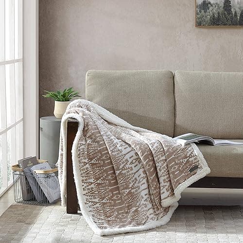 Eddie Bauer - Throw Blanket, Ultra-Soft Plush Blanket with Faux Shearling Popcorn Fleece Reverse, Oversized Bedding for Couch or Bed (San Juan Oyster, 50" x 60") thumbnail 3