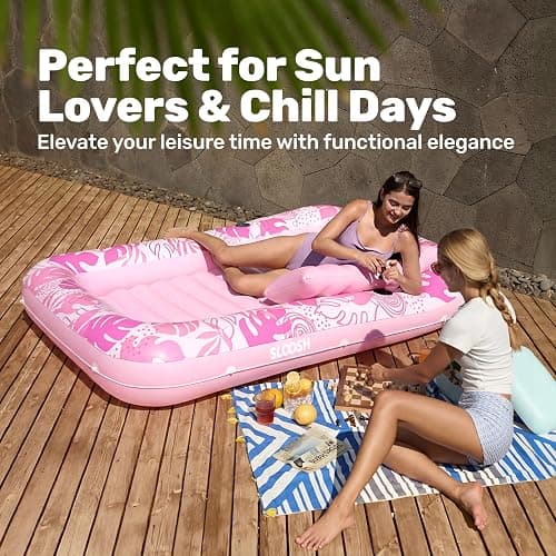 sloosh inflatable pink tanning water bed thumbnail 8